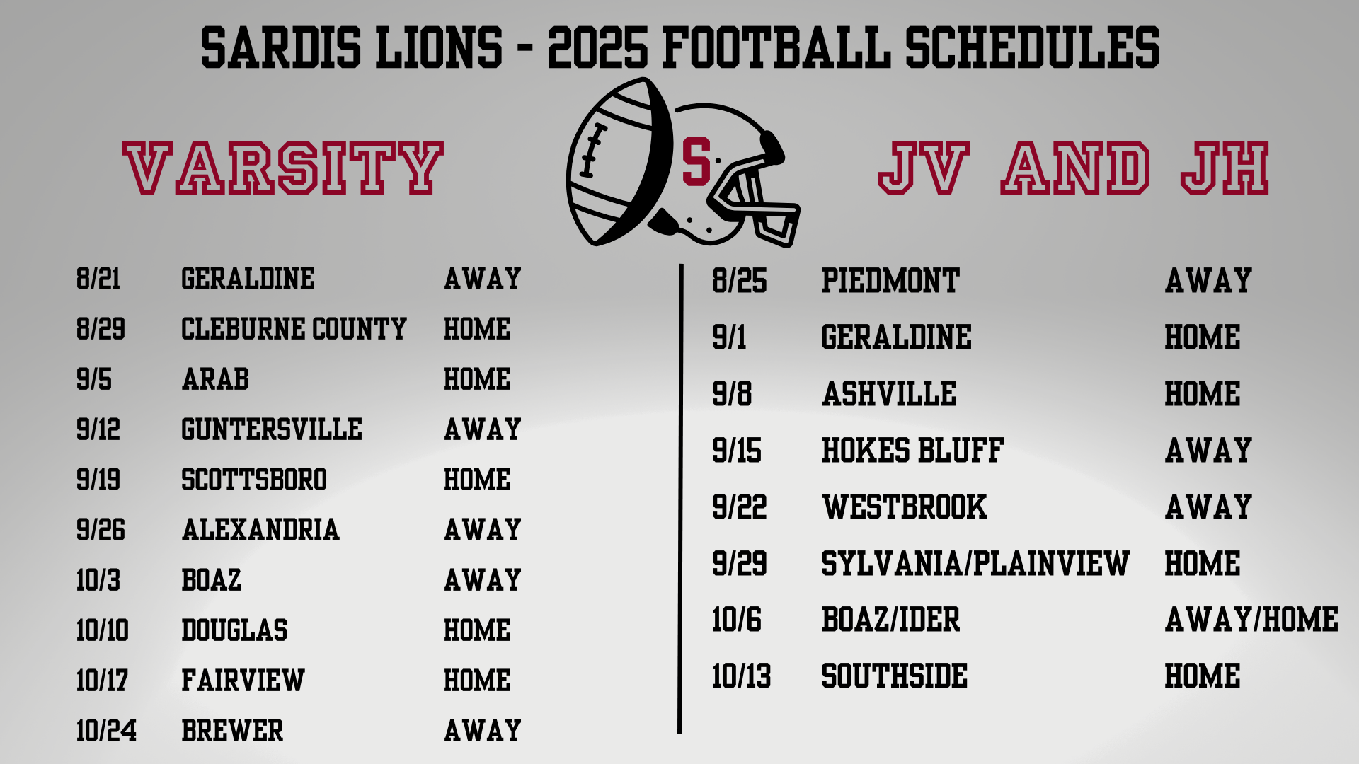 2025 Football Schedules